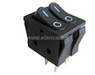 Kolébkový přepínač dvojitý 2x ON-OFF, 250V/15A, černý (dělená klapka)