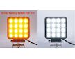 LED světlo hranaté, bílé, oranžové, 16x3W, 16x1W, 117x117mm, ECE R10, WL-732WO