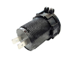 Zásuvka voděodolná 2x USB + voltmetr zelený