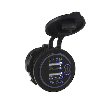 2x USB nabíječka voděodolná do panelu, bílá, 34563