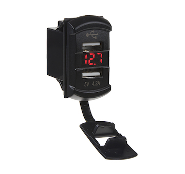 2x USB zásuvka s voltmetrem Rocker, 34554
