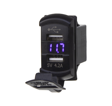 2x USB zásuvka s voltmetrem Rocker, STM 34554B