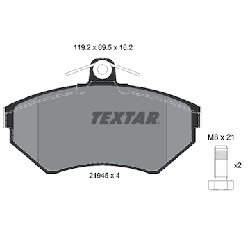 Sada brzdových destiček, kotoučová brzda Textar 2194502