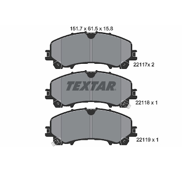 Sada brzdových destiček, kotoučová brzda Textar 2211701
