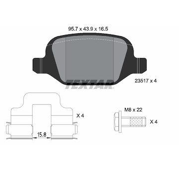 Sada brzdových destiček, kotoučová brzda Textar 2351703