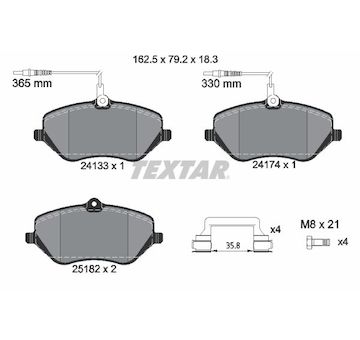 Sada brzdových destiček, kotoučová brzda Textar 2413303