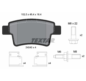 Sada brzdových destiček, kotoučová brzda Textar 2454001