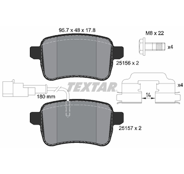 Sada brzdových destiček, kotoučová brzda Textar 2515601