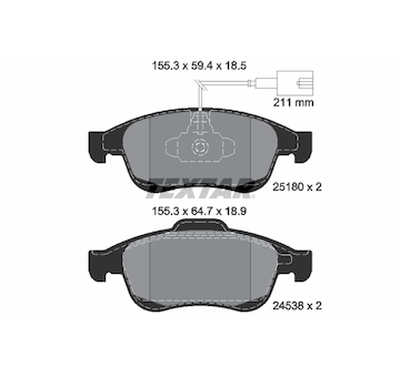 Sada brzdových destiček, kotoučová brzda Textar 2518001