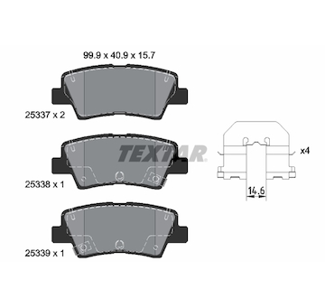 Sada brzdových destiček, kotoučová brzda Textar 2533701