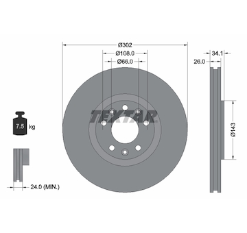 Brzdový kotouč Textar 92268103