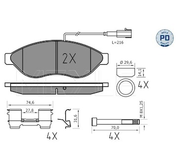 Sada brzdových destiček, kotoučová brzda Meyle 025 244 6819-1/PD