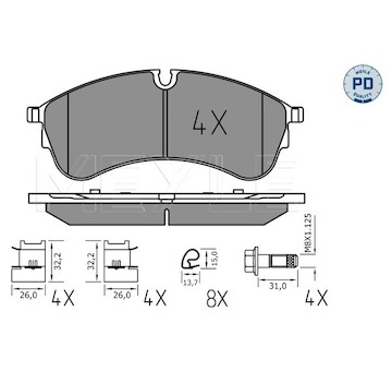 Sada brzdových destiček, kotoučová brzda MEYLE 025 221 7821/PD
