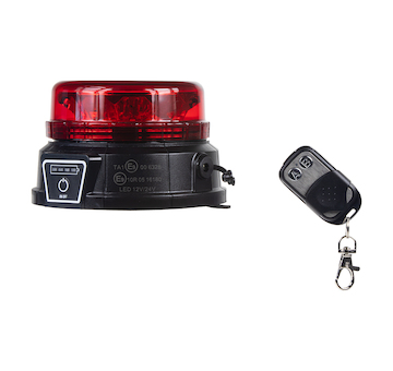 AKU LED maják, 12x3W červený, dálkové ovládání, magnet, WLBAT185REDRE