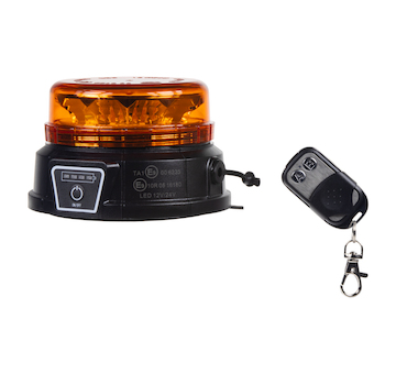 AKU LED maják, 12x3W oranžový, dálkové ovládání, magnet, WLBAT185RE