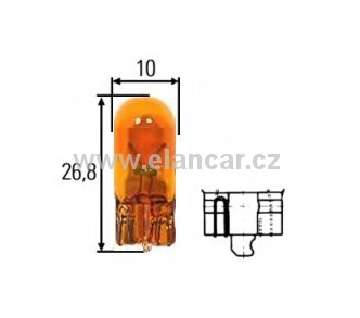 Autožárovka WY5W 12V W2,1x9,5D celosklo - oranžová