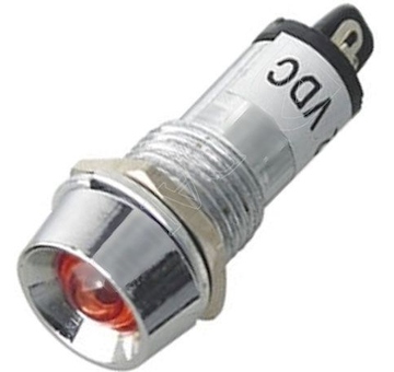 Kontrolka 12V LED Červená do otvoru 12mm