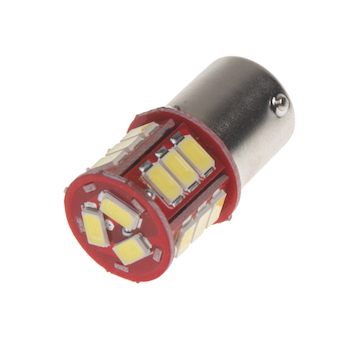 LED BAU15s bílá, 24V, 13LED/5730SMD, STM 95128/24V