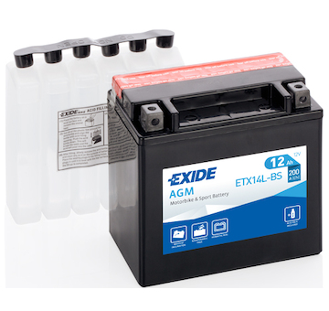 Motobaterie EXIDE Maintenance Free 12V 12Ah 200A ETX14L-BS