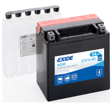 Motobaterie EXIDE Maintenance Free 12V 14Ah 215A ETX16-BS