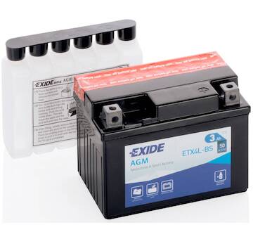 Motobaterie EXIDE Maintenance Free 12V 3Ah 50A ETX4L-BS