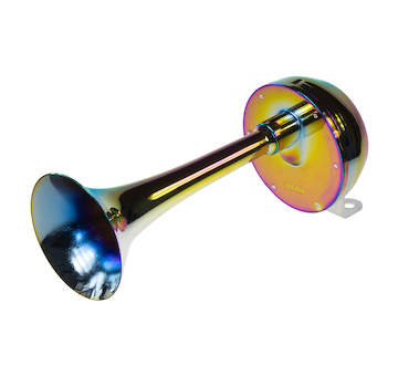 Singl-fanfára 320mm, chrom-duha, 12V, elektromagnetická, nízký tón