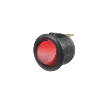 Spínač kolébkový kulatý 20A červený s podsvícením, STM 47037
