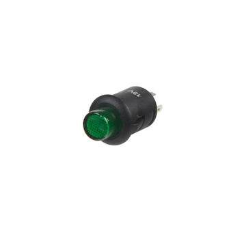 Spínač kulatý 6A zelená LED, STM 47051