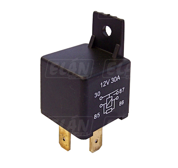 Spínací relé 12V 30A 4výv. s odporem a úchytem