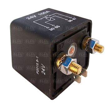 Spínací relé 24V 100A 4výv. s úchytem