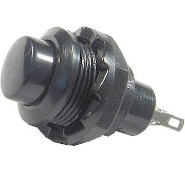 Tlačítko - 230V/1A do otvoru 12mm černý