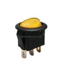 Vypínač kolébkový - ON-OFF 1pol.12V/16A, žluté podsvícení kulatý