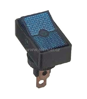 Vypínač kolébkový - ON-OFF 1pol.12V/20A, modré podsvícení