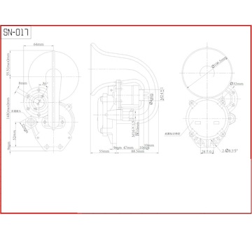 vzduchový klakson, bez kompresoru, 12 - 24V SN-017
