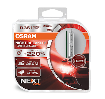Xenonová výbojka D3S Osram Xenarc Night Breaker Laser +220% 12V/24V 35W PK32d-5 2ks