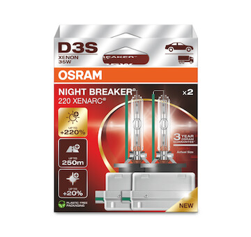 Xenonová výbojka D3S Osram Xenarc Night Breaker Laser +220% 66340XN2-2HB 2kusy