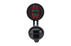 2x USB nabíječka voděodolná do panelu, QC3.0, červená, 34564R