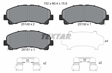 Sada brzdových destiček, kotoučová brzda Textar 2514901