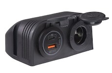 dvojitá zásuvka s panelem 1x CL + 2x nabíječka USB voděodolná, STM 34526.2
