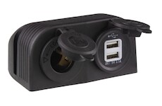 dvojitá zásuvka s panelem 1x CL + 2x nabíječka USB voděodolná, STM 34526A