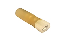 Izolovaný konektor Faston 6,3 mm samice se smršťovací bužírkou – žlutá, balení 10 ks