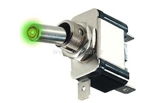Přepínač páčkový - ON-OFF 1pol.12V/25A zelená LED podsvícení