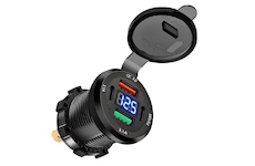 Univerzální vestavná napájecí zdířka 12V–40V – USB-C (PD) + USB-A (QC 3.0), kulatá
