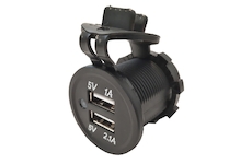 Vodotěsná duální USB zásuvka 12V/24V do panelu – 2,1A + 1A