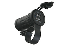 Vodotěsná motocyklová USB zásuvka 12V/24V – 2x USB na řídítka