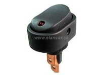 Vypínač kolébkový ON-OFF 12V/20A – prosvětlení červenou LED, 1pólový