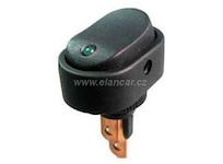 Vypínač kolébkový ON-OFF 12V/20A – prosvětlení zelenou LED, 1pólový